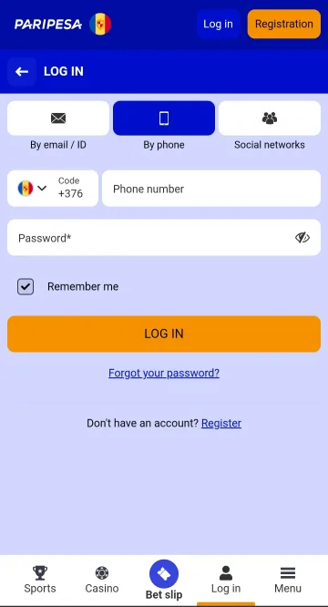 Opening a Paripesa account